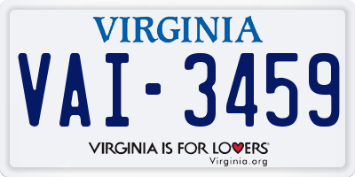 VA license plate VAI3459