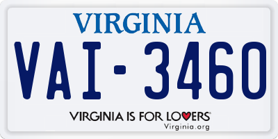 VA license plate VAI3460