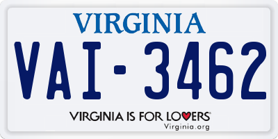 VA license plate VAI3462