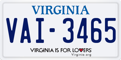 VA license plate VAI3465