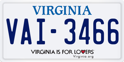 VA license plate VAI3466