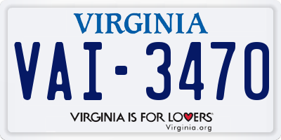 VA license plate VAI3470