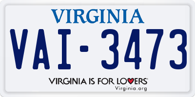 VA license plate VAI3473