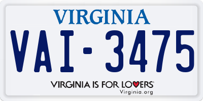 VA license plate VAI3475