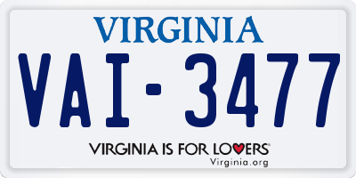 VA license plate VAI3477