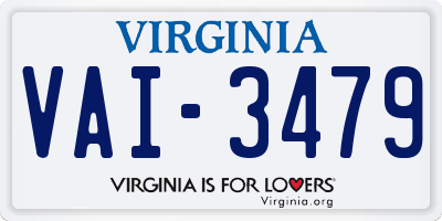 VA license plate VAI3479