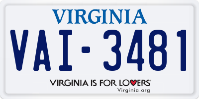 VA license plate VAI3481