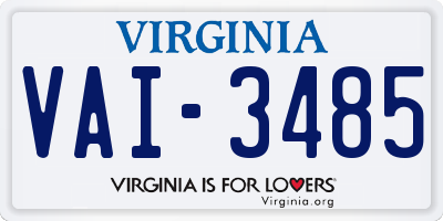 VA license plate VAI3485