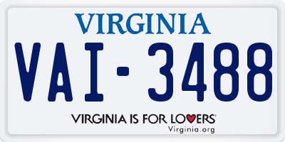 VA license plate VAI3488
