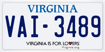 VA license plate VAI3489