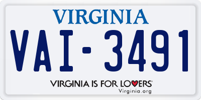 VA license plate VAI3491