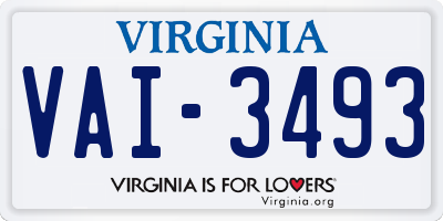VA license plate VAI3493
