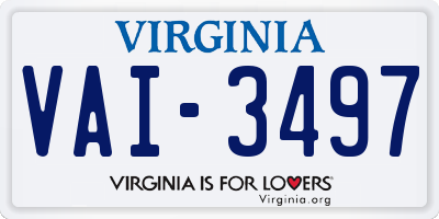 VA license plate VAI3497