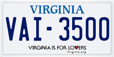 VA license plate VAI3500