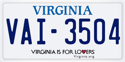 VA license plate VAI3504
