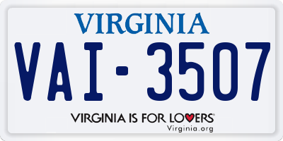 VA license plate VAI3507
