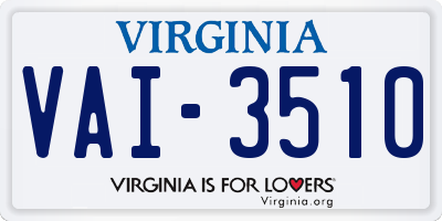 VA license plate VAI3510
