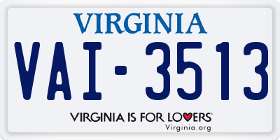 VA license plate VAI3513