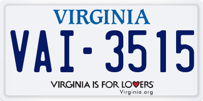 VA license plate VAI3515