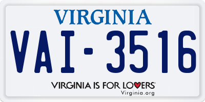 VA license plate VAI3516
