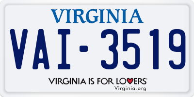 VA license plate VAI3519