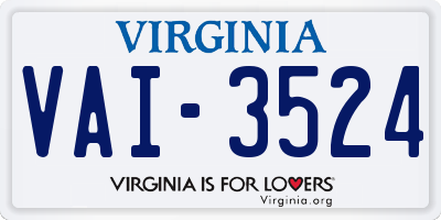 VA license plate VAI3524