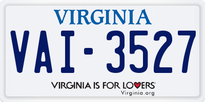VA license plate VAI3527