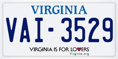 VA license plate VAI3529