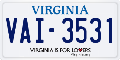 VA license plate VAI3531