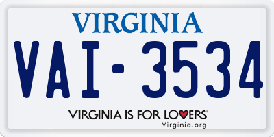 VA license plate VAI3534