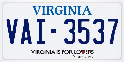 VA license plate VAI3537