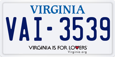 VA license plate VAI3539