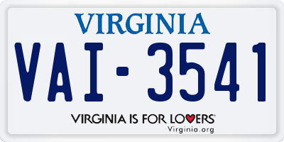 VA license plate VAI3541