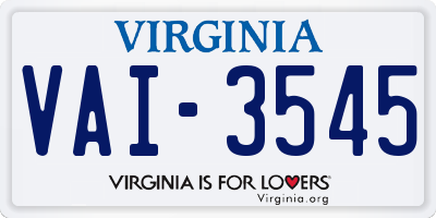 VA license plate VAI3545