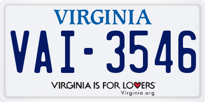 VA license plate VAI3546