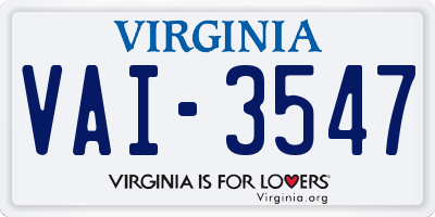 VA license plate VAI3547