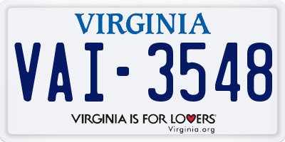 VA license plate VAI3548