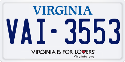 VA license plate VAI3553
