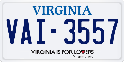 VA license plate VAI3557