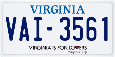 VA license plate VAI3561