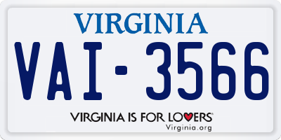 VA license plate VAI3566