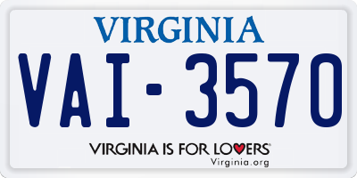 VA license plate VAI3570