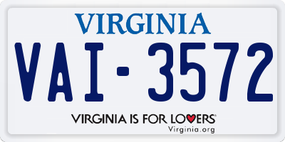 VA license plate VAI3572