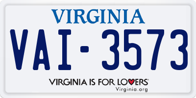 VA license plate VAI3573