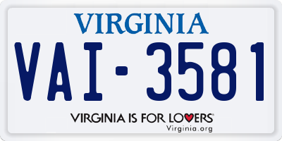 VA license plate VAI3581