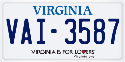 VA license plate VAI3587