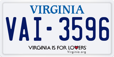 VA license plate VAI3596