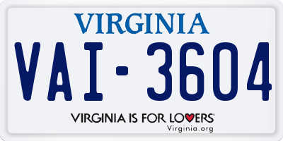 VA license plate VAI3604