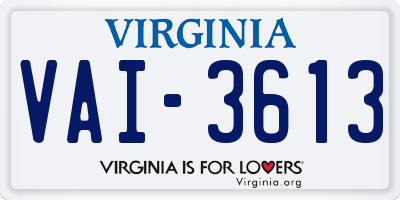 VA license plate VAI3613