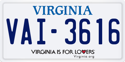 VA license plate VAI3616